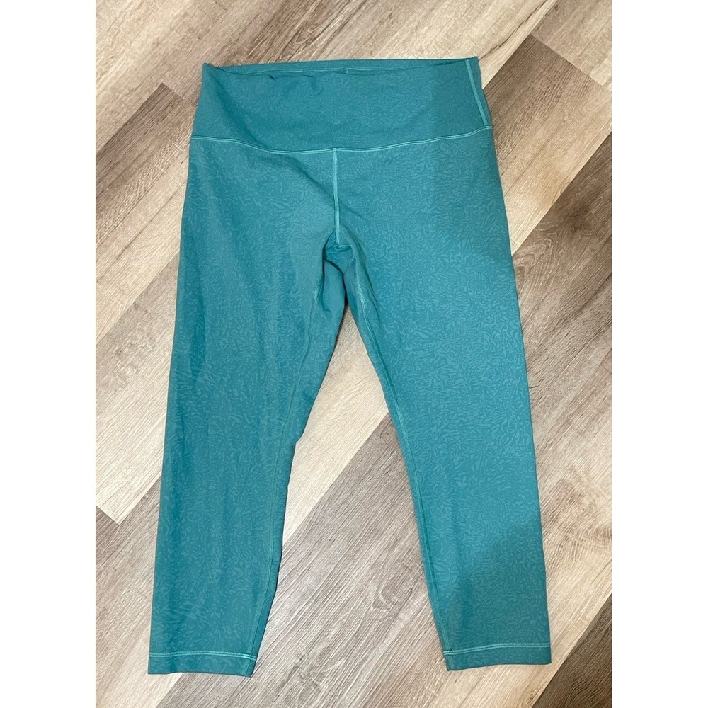 Lululemon Wunder Train HR Crop 23"Crunch Teal Lagoon size 14
